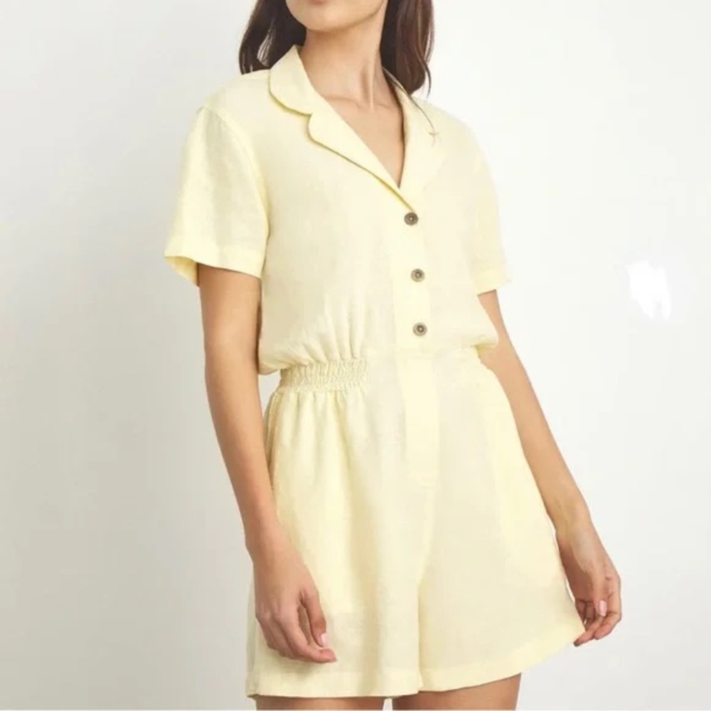 Onia camp-collar linen-blend playsuit
